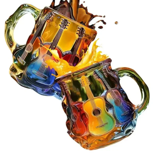 Painted Book Mug 300ml 3D Painted Guitar Coffee Cup Book Coffee Mug Unique Colorful Resin Books Stack Coffee Cup Collection Gift 5