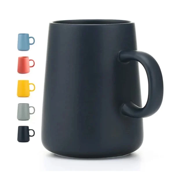 Ceramic Tea Cup Extra Large Mugs Coffee Cups Wide Ceramic Single color Frosted Big Coffee Mug Tea Cup With Spoon 450ML 1
