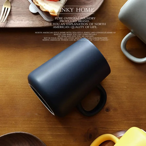 Ceramic Tea Cup Extra Large Mugs Coffee Cups Wide Ceramic Single color Frosted Big Coffee Mug Tea Cup With Spoon 450ML 6