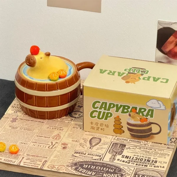 Capybara Mug with Lid Ceramic Coffee Cup Creative Cartoon Multi-Purpose Mugs for Kids Birthday Gift Cute Christmas Gift Cups 2