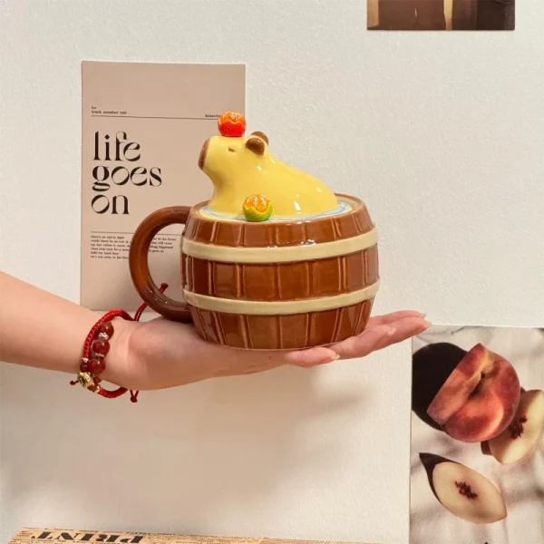 Capybara Mug with Lid Ceramic Coffee Cup Creative Cartoon Multi-Purpose Mugs for Kids Birthday Gift Cute Christmas Gift Cups 3