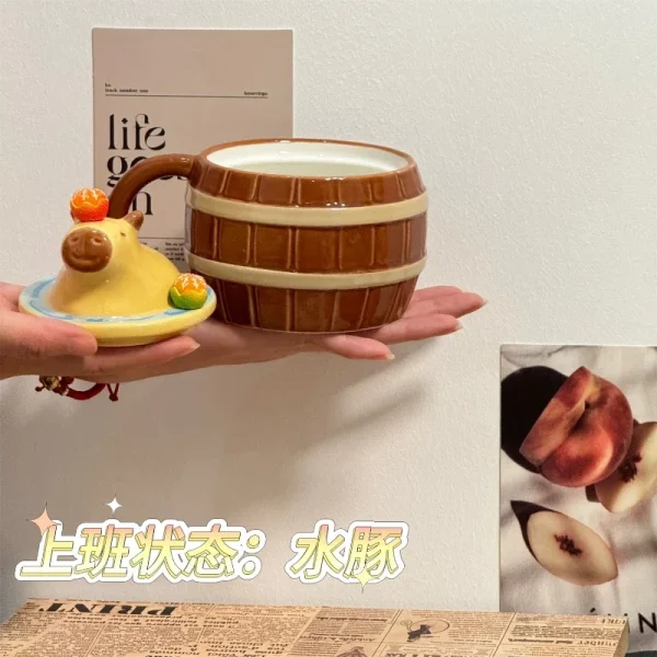Capybara Mug with Lid Ceramic Coffee Cup Creative Cartoon Multi-Purpose Mugs for Kids Birthday Gift Cute Christmas Gift Cups 4