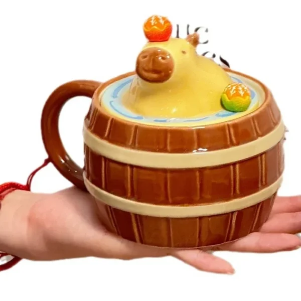 Capybara Mug with Lid Ceramic Coffee Cup Creative Cartoon Multi-Purpose Mugs for Kids Birthday Gift Cute Christmas Gift Cups 5