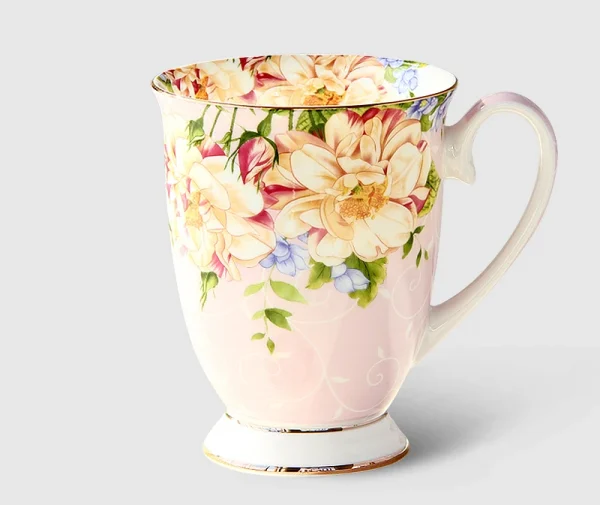 300ML, bone china ceramic coffee mug, tazas cafe floral painting, present creative ceramic tea cup, vintage tea ceremony 5