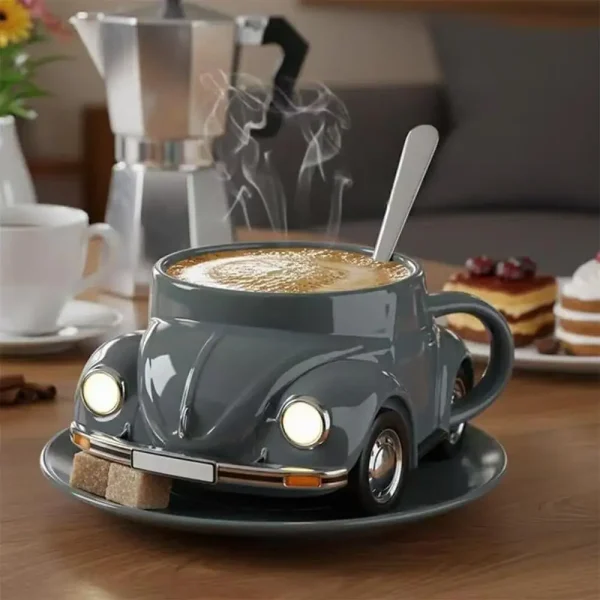 Beetle Shaped Coffee Mug, Handmade Novelty Fun Imaginative Beetle Car Shape Coffee Cup, Creative Gift for Beetle Lovers Suitable 4
