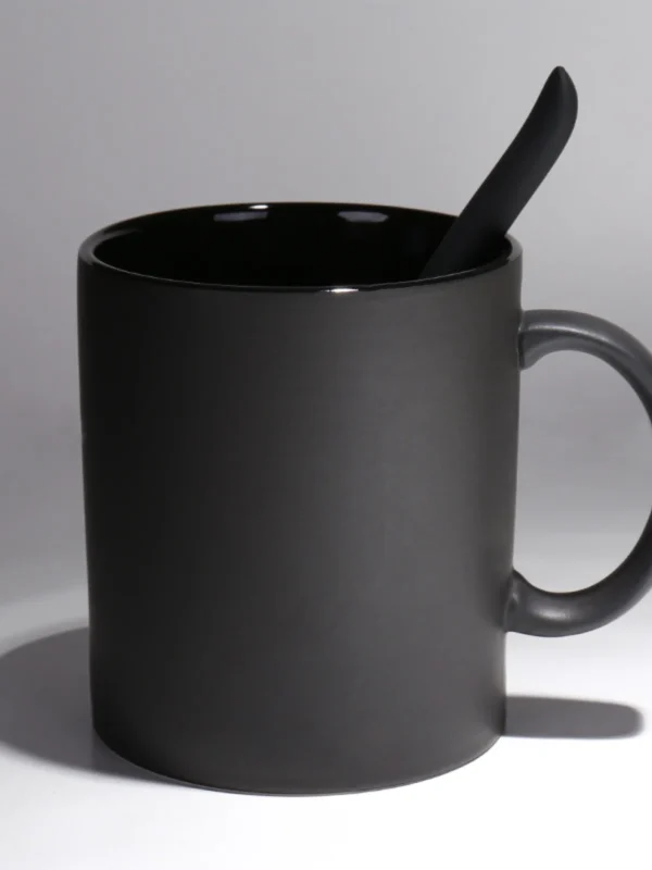 400/420/450/520ml European Ceramic Black Matte Large Capacity Mug High End Creative Simple Matte Coffee Cup with Spoon Water Cup 3