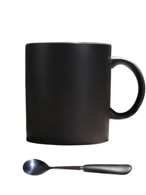 400/420/450/520ml European Ceramic Black Matte Large Capacity Mug High End Creative Simple Matte Coffee Cup with Spoon Water Cup 4