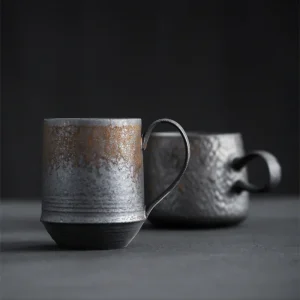 KuBac HoMmi New INS Stoneware handmade Japanese style vintage coffee cup afternoon tea ceramic mug set retro coffee cup 1