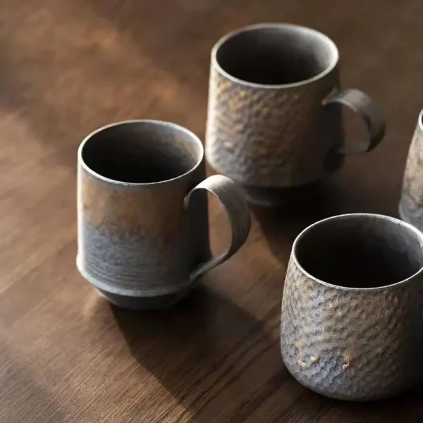 KuBac HoMmi New INS Stoneware handmade Japanese style vintage coffee cup afternoon tea ceramic mug set retro coffee cup 4