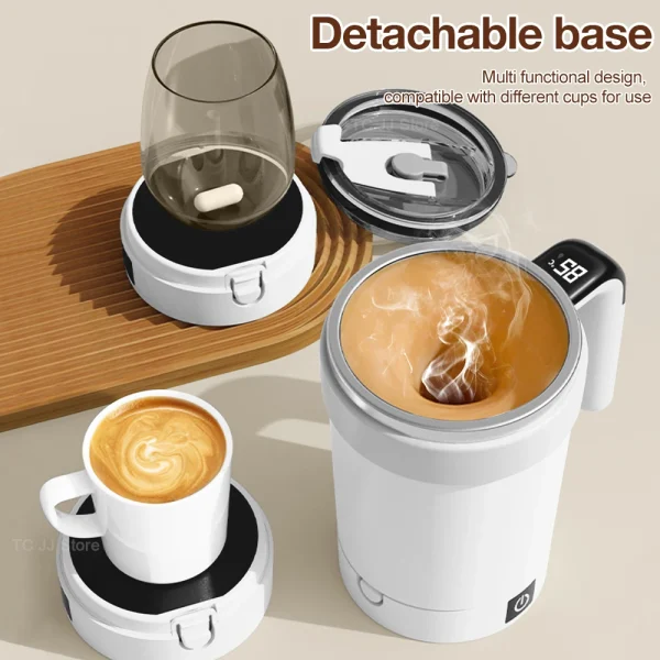 Automatic Stirring Cup Rechargeable Electric Stirring Mugs Magnetic Mixer Stainless Steel Coffee Mug Rotating Magnetic Tumbler 2