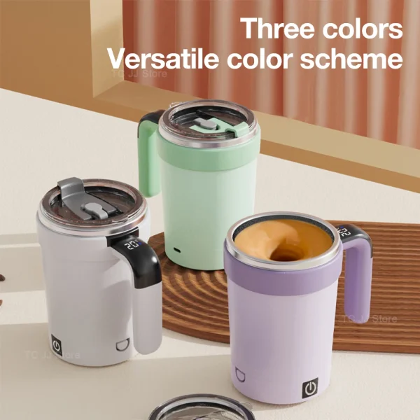 Automatic Stirring Cup Rechargeable Electric Stirring Mugs Magnetic Mixer Stainless Steel Coffee Mug Rotating Magnetic Tumbler 5