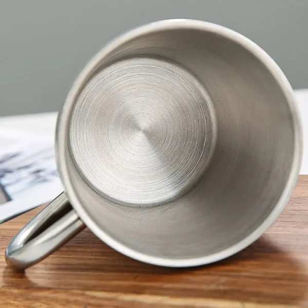 300ml Double-Layer Water Cup Home Dining Drinkware Mugs 304 Stainless Steel Beer Cup Gold Sliver Coffee Mugs With Handle 5