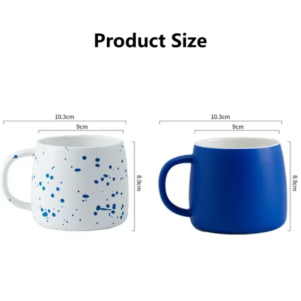 500ml Ceramic Coffee Mug with Spoon Gift Package Klein Blue Splash Ink Porcelain Mug Breakfast Oatmeal Cup Festival Gift 6