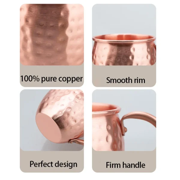 100% Copper Moscow Mule Mug Durable Coppery Beer Mugs 12OZ Coffee Mug Milk Cup Pure Copper Bar Cup Drinkware 2
