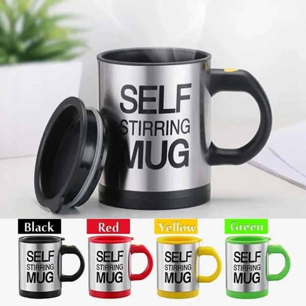 400ml Electric Mixing Cup Lazy Automatic Self Stirring Coffee Milk Drink Mug Blender Stainless Steel Juice With Lid 2