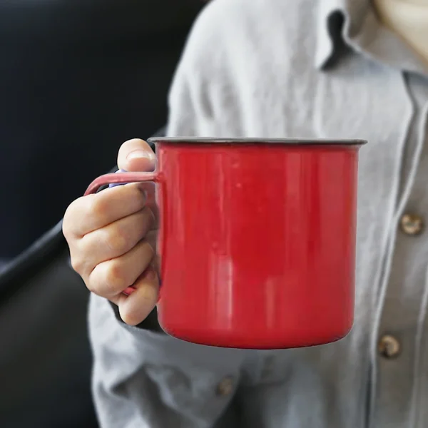 Enamel Coffee Mug Handmade Tea Cup with Handle Retro Water Cup Large Capacity Tumbler Travel Cups Drinkware 4