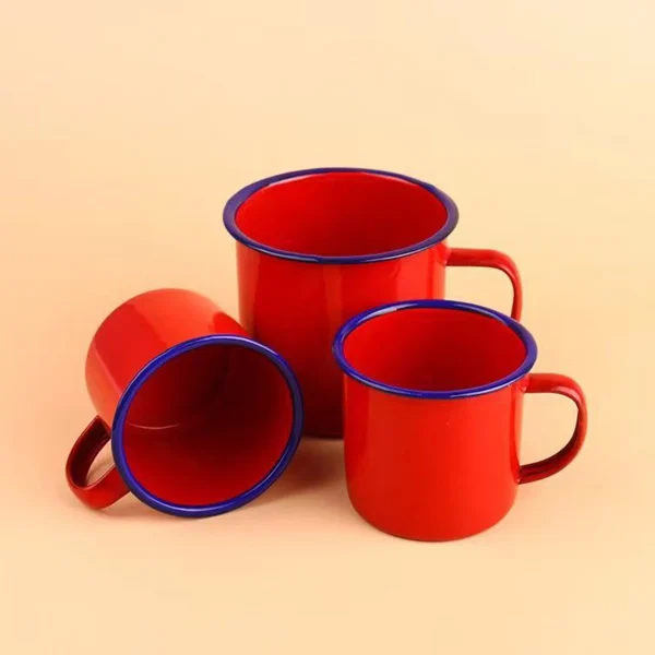 Enamel Coffee Mug Handmade Tea Cup with Handle Retro Water Cup Large Capacity Tumbler Travel Cups Drinkware 5