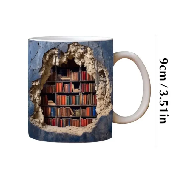 3D Bookshelf Mug, Library Shelf Cup, Book Lovers Ceramic Coffee Mug Cool Christmas Gifts For Readers Book Lovers Multi-Purpose 6