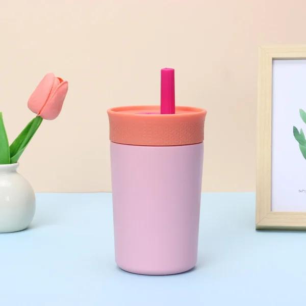 304 stainless steel vacuum coffee cup mug in various colors, high-quality and portable, 12oz with a straw 3