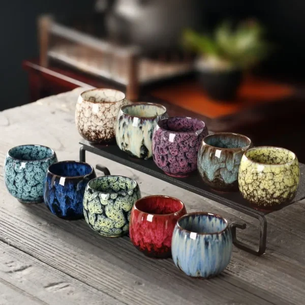 Japanese Style Tea Cup Kiln Transformation Ceramic Espresso Cup Porcelain Kung Fu Teacup Pottery Coffee Mug Wine Drinkware 1