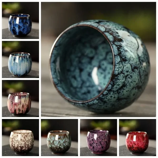 Japanese Style Tea Cup Kiln Transformation Ceramic Espresso Cup Porcelain Kung Fu Teacup Pottery Coffee Mug Wine Drinkware 3
