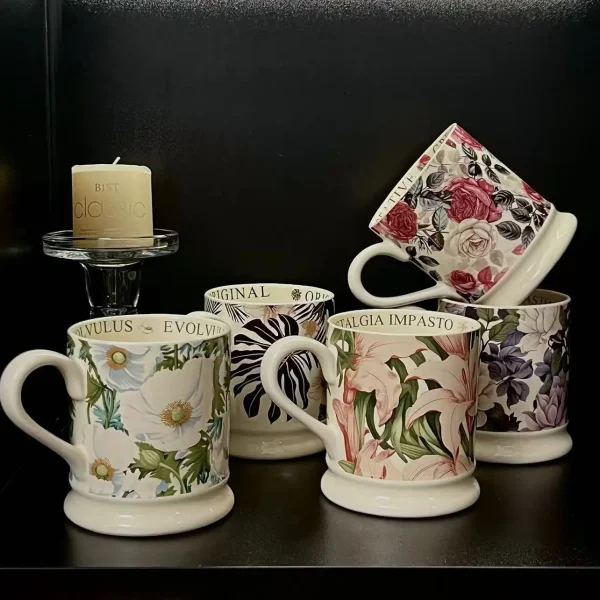 retro ceramic 380ml coffee mug office home water cup French romantic floral Milk cup 1