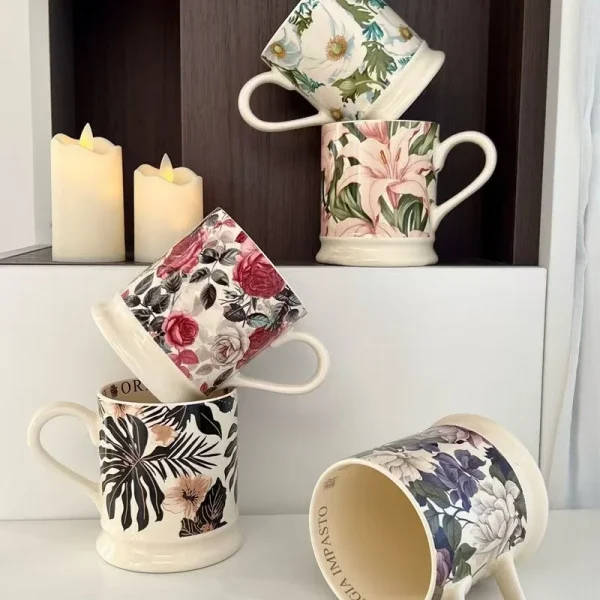retro ceramic 380ml coffee mug office home water cup French romantic floral Milk cup 6