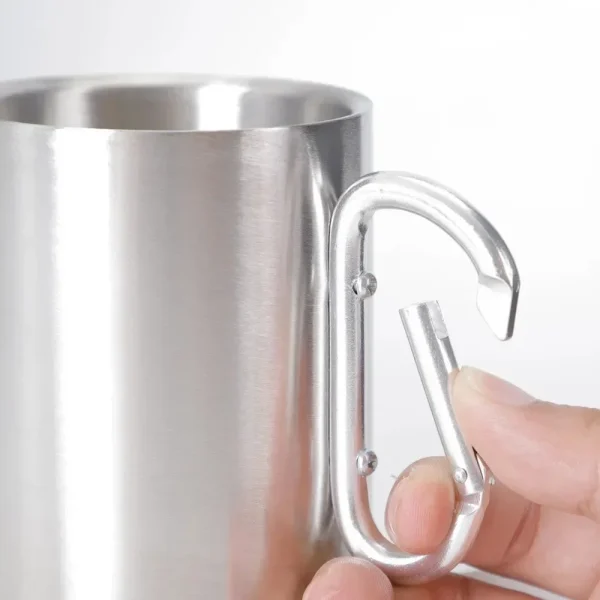 Home Outdoor Hanging Buckle Water Cup Travel Camping 201 Stainless Steel Coffee Mugs 220/300ml Camping Picnic Water Mugs 5