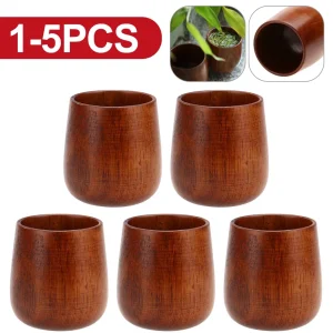 1-5PCS Wooden Cups Natural Jujube Handmade Breakfast Beer Cup  High Quality Wooden Cup Mug Breakfast Beer Milk Drinkware Product 1