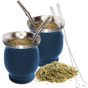 230ML 304 Stainless Steel Mate Cup Double Wall 8oz Portable Tea Mug Mate Gourd with Bombillas and Cleaning Brush 1