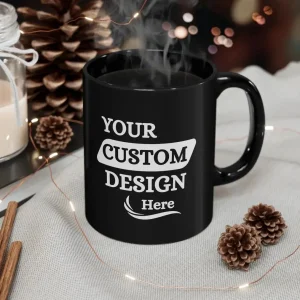 DIY family photos black ceramic mug 11oz/325ml custom company logo cup 1