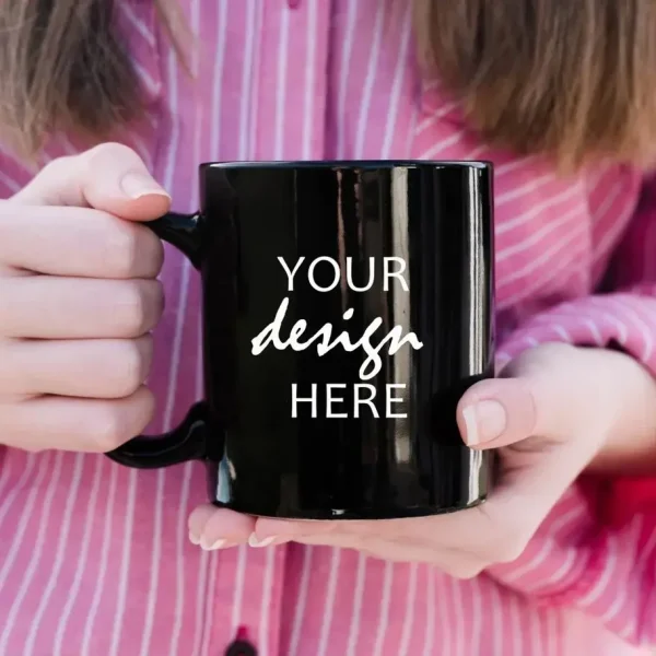 DIY family photos black ceramic mug 11oz/325ml custom company logo cup 2