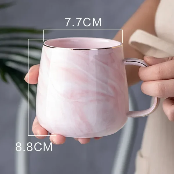 400ml Vintage Ceramic Coffee Cup Nordic Style Gold Rim Breakfast Oatmeal Milk Mug Marble Pattern Creative Teacup Couple Drinking 5