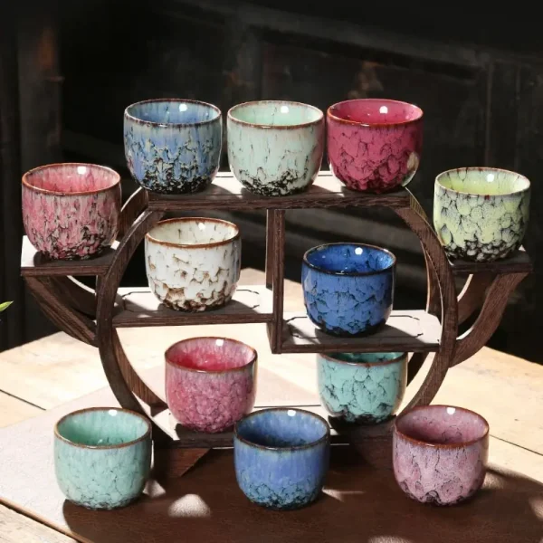 Japanese Style Tea Cup Kiln Transformation Ceramic Espresso Cup Porcelain Kung Fu Teacup Pottery Coffee Mug Wine Drinkware 1