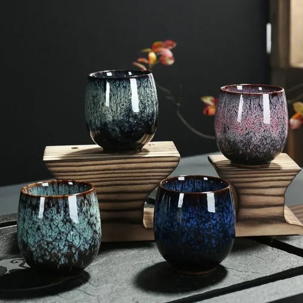 Japanese Style Tea Cup Kiln Transformation Ceramic Espresso Cup Porcelain Kung Fu Teacup Pottery Coffee Mug Wine Drinkware 4