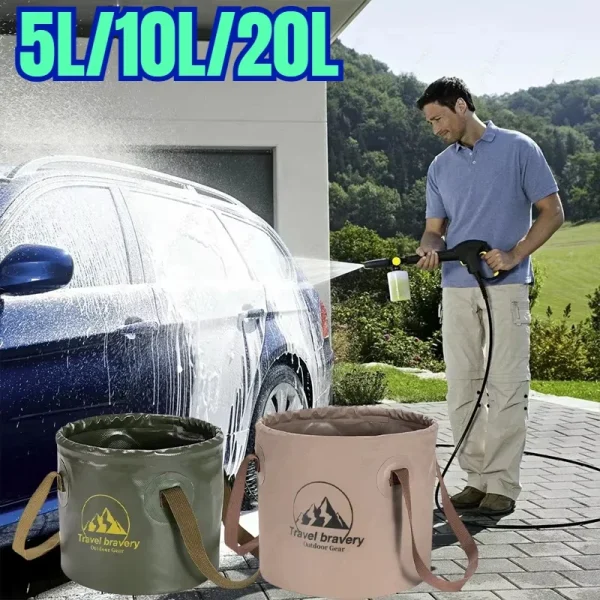 5/10/20L Folding Portable Bucket with Cover Car Wash Fishing Bathroom Tool Silicone Bucket Outdoor Camping Household Supplies ﻿ 1