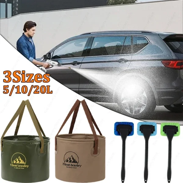 5/10/20L Folding Portable Bucket with Cover Car Wash Fishing Bathroom Tool Silicone Bucket Outdoor Camping Household Supplies ﻿ 2
