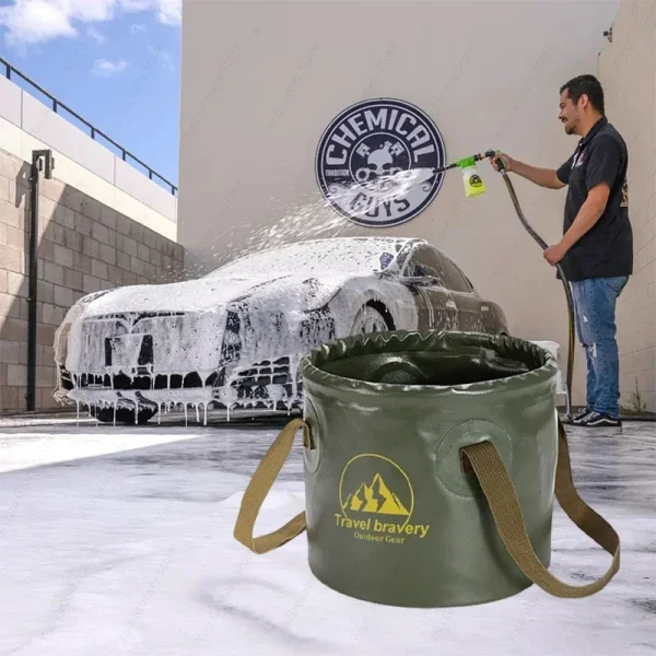 5/10/20L Folding Portable Bucket with Cover Car Wash Fishing Bathroom Tool Silicone Bucket Outdoor Camping Household Supplies ﻿ 3