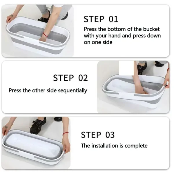 Collapsible Water Bucket Portable Folding Bucket Car Wash Basin Washing Plastic Buckets Home Cleaning Tool Foldable Mop Bucketer 5