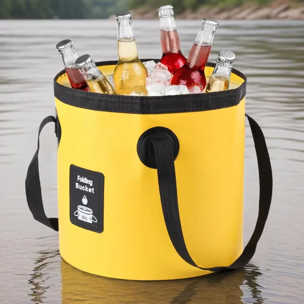 Folding Bucket Water Container for Camping 12/20 L Waterproof Folding Bucket with Handle for Travel Car Washing Beach Gardening 1