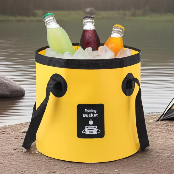 Folding Bucket Water Container for Camping 12/20 L Waterproof Folding Bucket with Handle for Travel Car Washing Beach Gardening 4