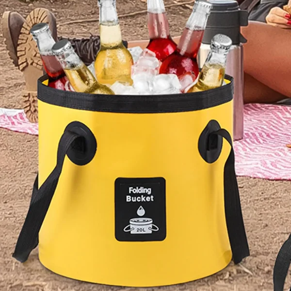 Folding Bucket Water Container for Camping 12/20 L Waterproof Folding Bucket with Handle for Travel Car Washing Beach Gardening 5