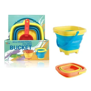 3 Style Portable Beach Bucket Sand Toy Foldable Collapsible Multi Purpose Silicone Pail Portable Beach Bucket Sand Toy No shovel 1