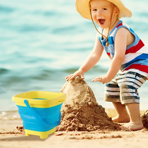 3 Style Portable Beach Bucket Sand Toy Foldable Collapsible Multi Purpose Silicone Pail Portable Beach Bucket Sand Toy No shovel 2