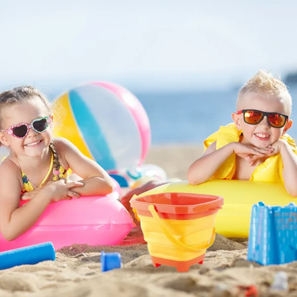 3 Style Portable Beach Bucket Sand Toy Foldable Collapsible Multi Purpose Silicone Pail Portable Beach Bucket Sand Toy No shovel 3