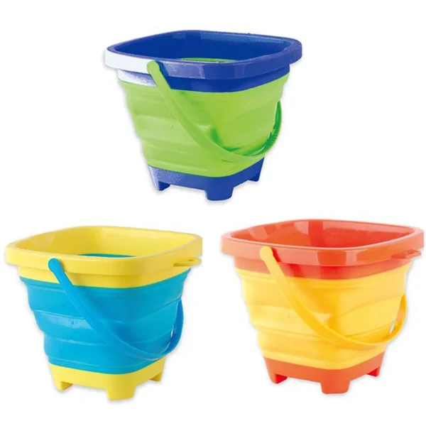 3 Style Portable Beach Bucket Sand Toy Foldable Collapsible Multi Purpose Silicone Pail Portable Beach Bucket Sand Toy No shovel 4