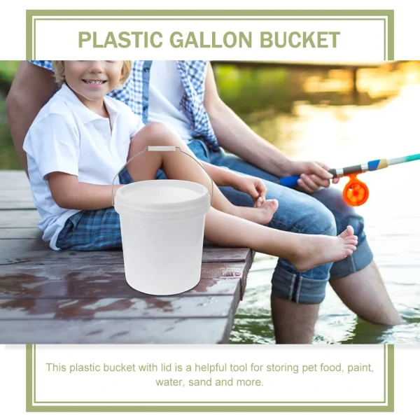 5L Plastic Pail Paint Pail Container Plastic Barrel Bucket Food Storage Bucket with Handle Gallon Buckets multiuse home fishing 4