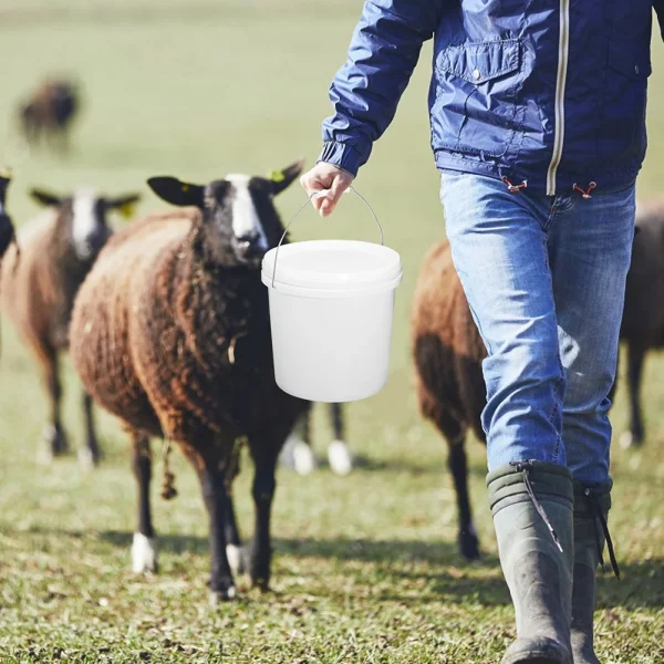 Portable Home Sealed Bucket With Lid Plastic Container Food Grade Storage Gallon Bucket Small Bucket Paint Pail Household 3