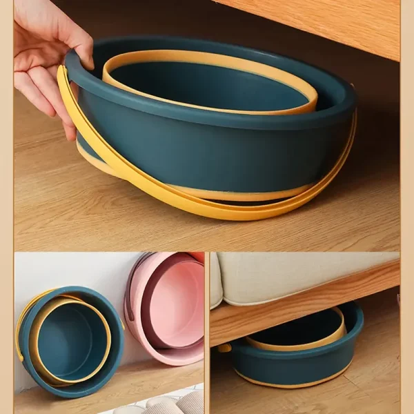 5/10/17L Portable Folding Bucket  Multifunctional Thickened Silicone Bucket for Car Washing and Fishing  Camping Folding Bucket 3