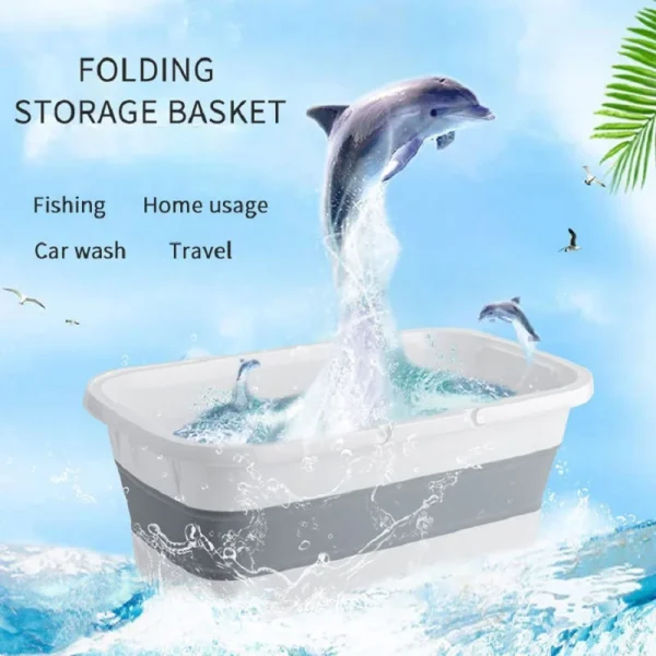 Portable Silicone Folding Car Wash Bucket Large Mop Bucket, Rectangular Thickened Plastic Household 1